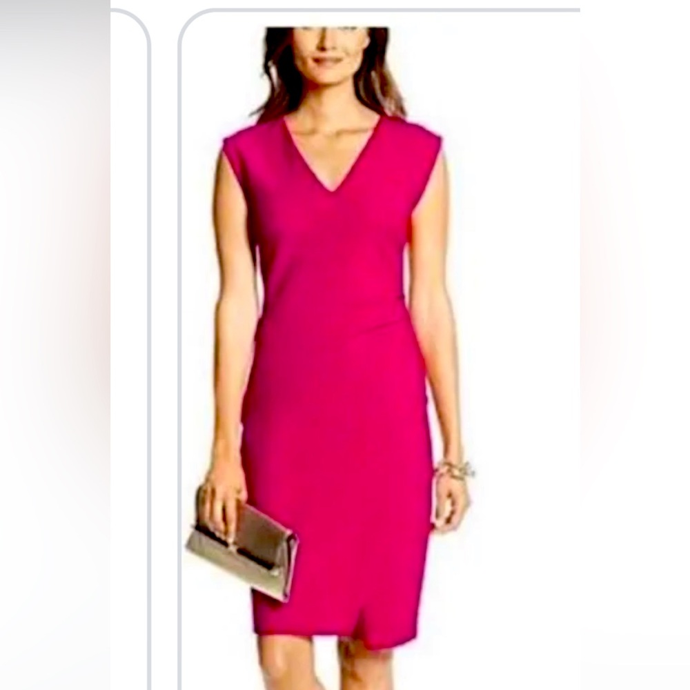 Diane Von Furstenberg Dress Raspberry Pink Bevin Sheath Sz 10